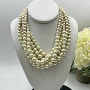 Lia Sophia "Uptown" 6 Strands Graduated Cream Faux Pearl Necklace